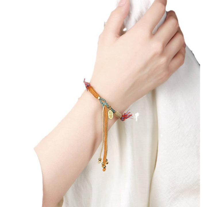 Buddha Stones Tibetan Hand-woven Colored Rope Adjustable Tassels Nafu Luck Bracelet - image 3
