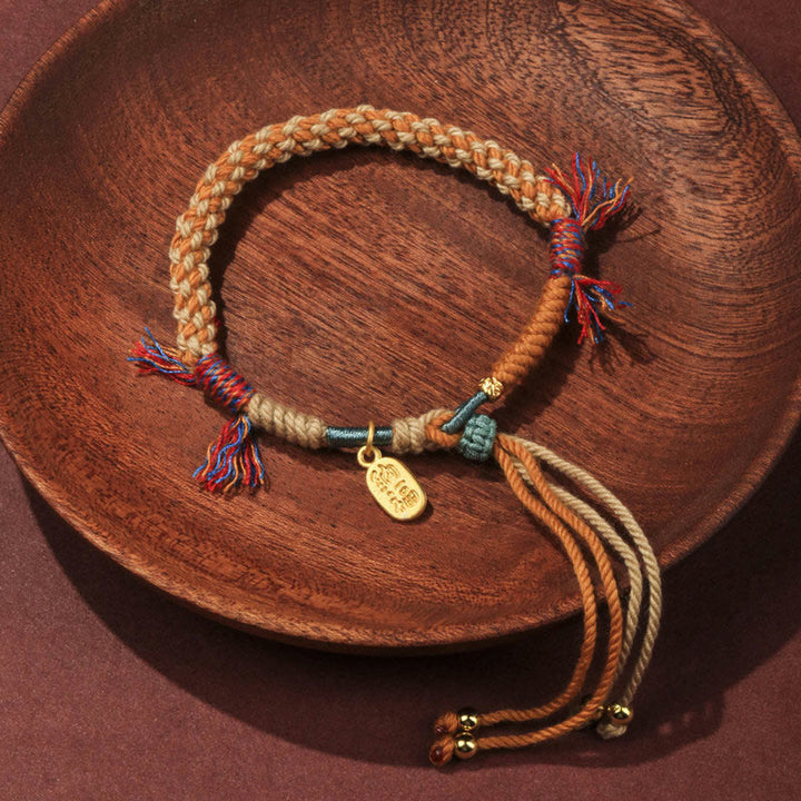 Buddha Stones Tibetan Hand-woven Colored Rope Adjustable Tassels Nafu Luck Bracelet - Tibetan Cotton Rope (Wrist Circumference: 13-21cm) - image 0