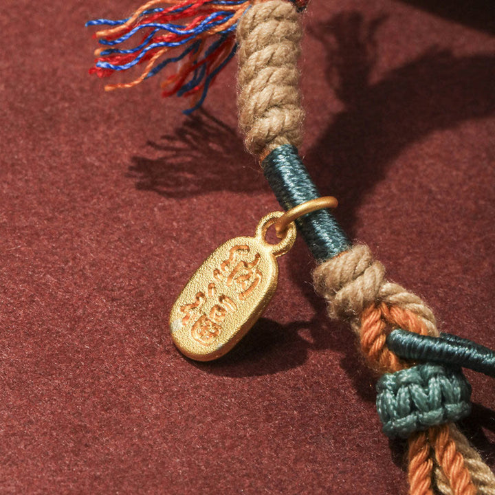 Buddha Stones Tibetan Hand-woven Colored Rope Adjustable Tassels Nafu Luck Bracelet - image 4