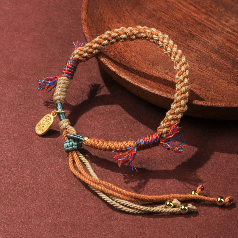 Buddha Stones Tibetan Hand-woven Colored Rope Adjustable Tassels Nafu Luck Bracelet - image 2