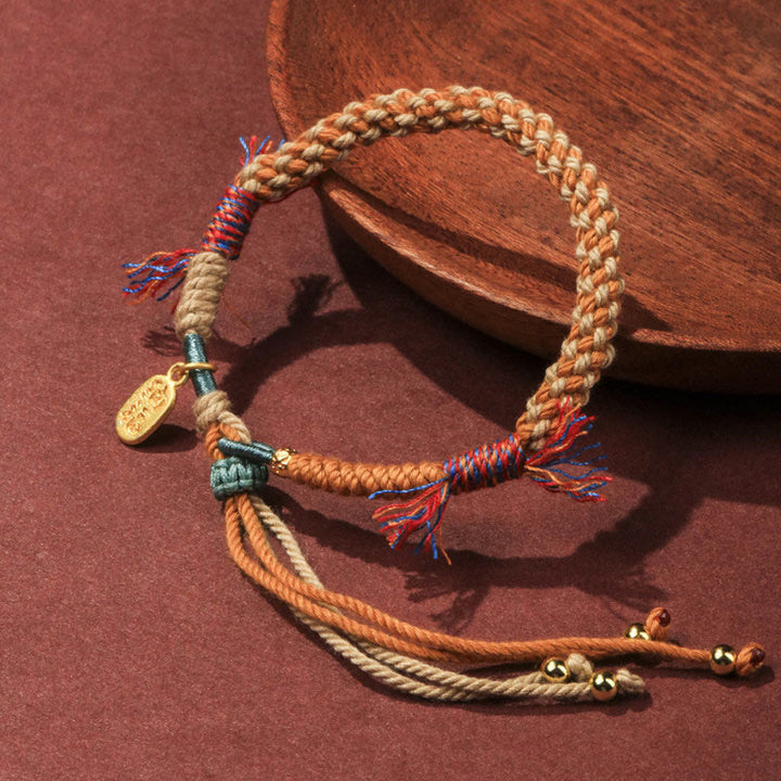 Buddha Stones Tibetan Hand-woven Colored Rope Adjustable Tassels Nafu Luck Bracelet - image 2