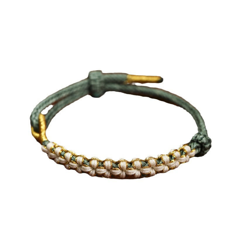 Buddha Stones Tibetan Gold Thread Colorful Peach Blossom Knot Connection Braided Bracelet - image 8