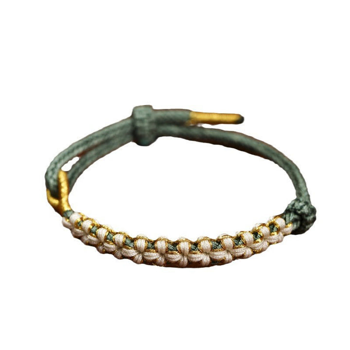 Buddha Stones Tibetan Gold Thread Colorful Peach Blossom Knot Connection Braided Bracelet - image 8