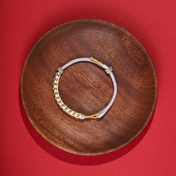 Buddha Stones Tibetan Gold Thread Colorful Peach Blossom Knot Connection Braided Bracelet - image 6