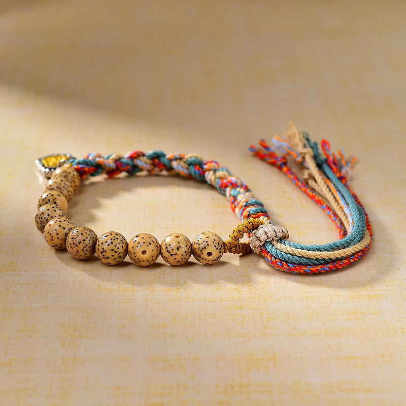 Buddha Stones Tibetan Colored Rope Bodhi Seed Zakiram Goddess Of Wealth Adjustable Protection Bracelet - image 1
