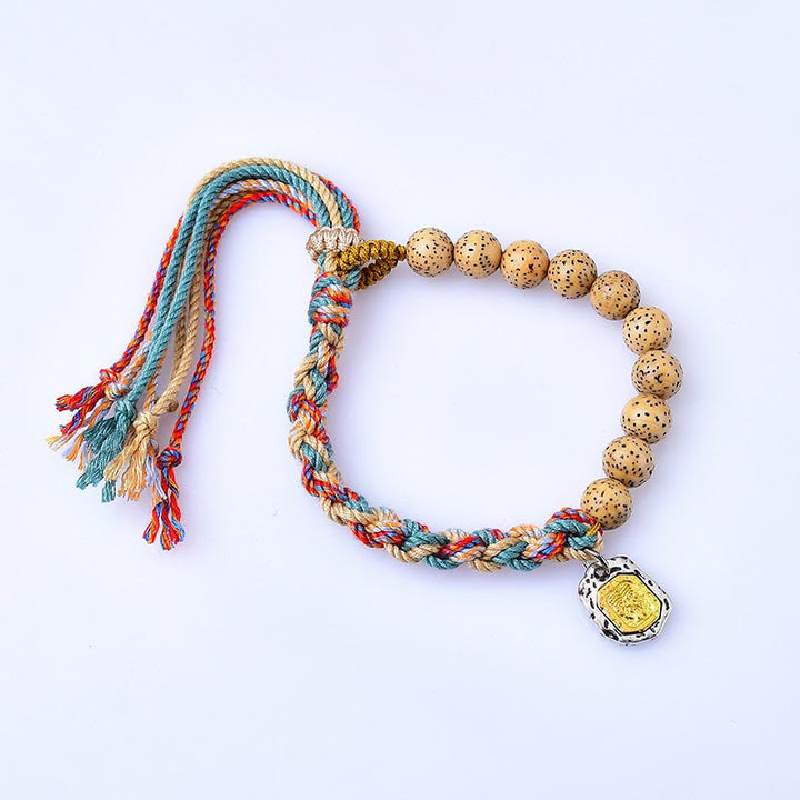 Buddha Stones Tibetan Colored Rope Bodhi Seed Zakiram Goddess Of Wealth Adjustable Protection Bracelet - image 4