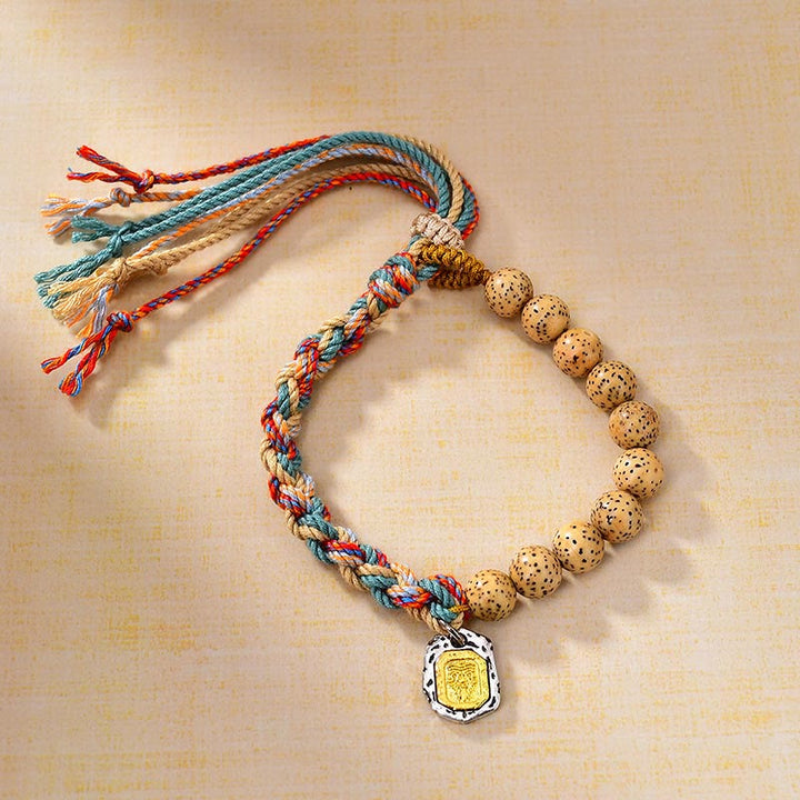 Buddha Stones Tibetan Colored Rope Bodhi Seed Zakiram Goddess Of Wealth Adjustable Protection Bracelet - image 2
