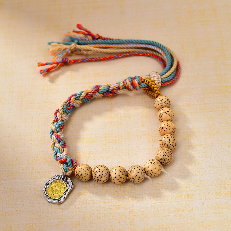 Buddha Stones Tibetan Colored Rope Bodhi Seed Zakiram Goddess Of Wealth Adjustable Protection Bracelet - image 3