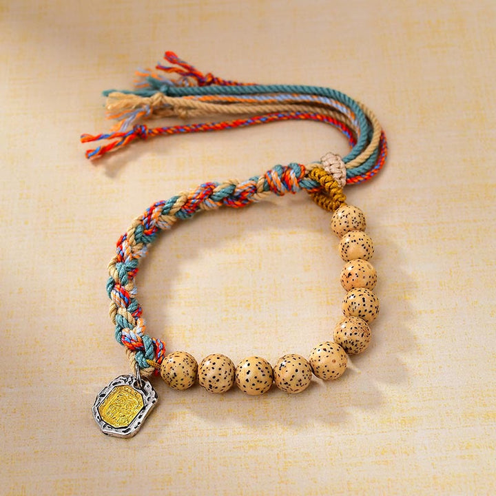 Buddha Stones Tibetan Colored Rope Bodhi Seed Zakiram Goddess Of Wealth Adjustable Protection Bracelet - image 3
