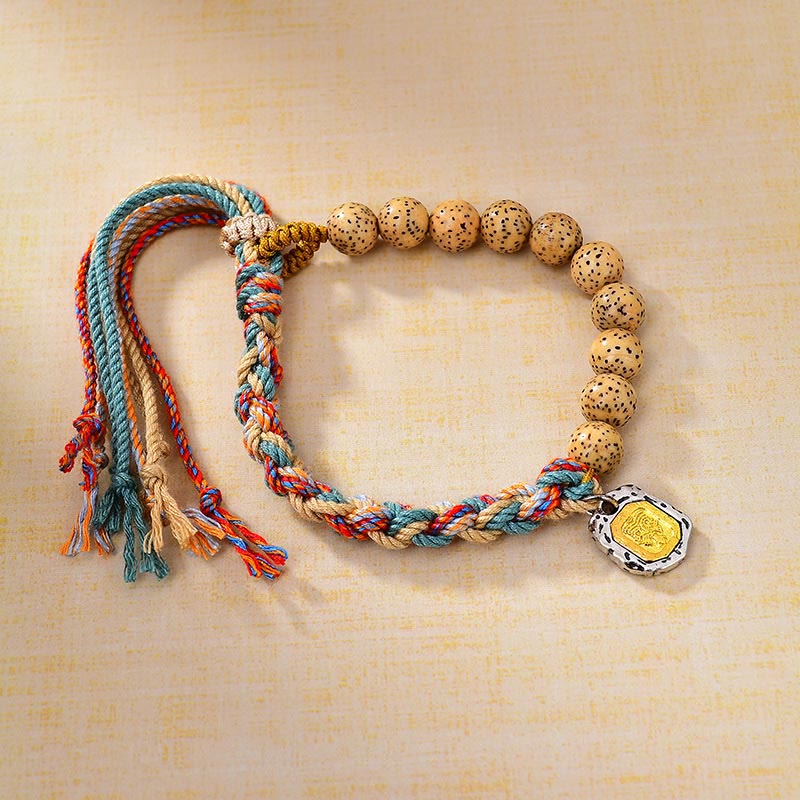 Buddha Stones Tibetan Colored Rope Bodhi Seed Zakiram Goddess Of Wealth Adjustable Protection Bracelet - Colored Rope&Bodhi Seed (Wrist Circumference: 13-21cm) - image 0