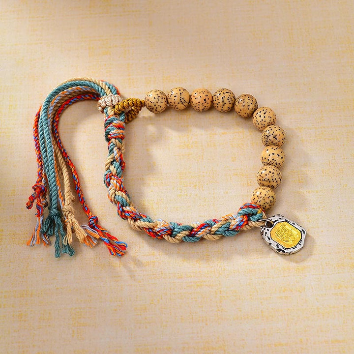 Buddha Stones Tibetan Colored Rope Bodhi Seed Zakiram Goddess Of Wealth Adjustable Protection Bracelet - Colored Rope&Bodhi Seed (Wrist Circumference: 13-21cm) - image 0