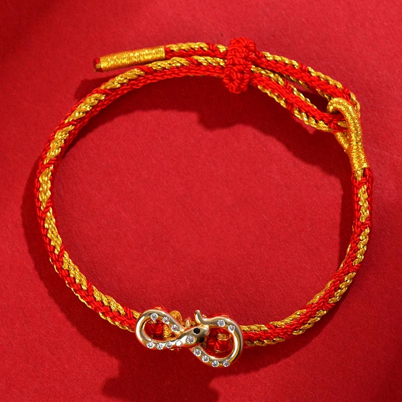 Buddha Stones Red String Mobius Strip Year Of The Snake Luck Braided Bracelet - image 1