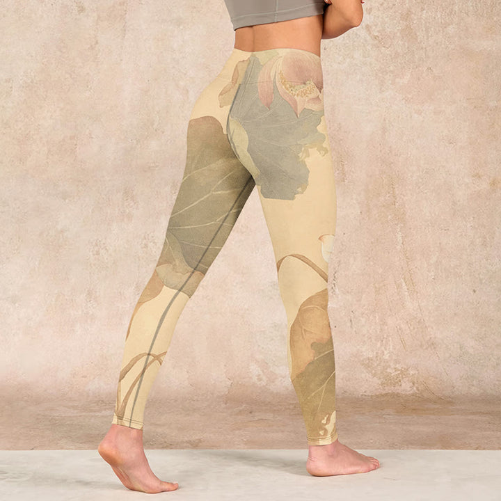 Buddha Stones Lotus Flowers Leaves Print Gym Leggings Women's Yoga Pants - image 4