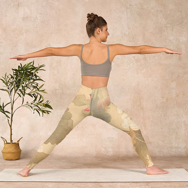 Buddha Stones Lotus Flowers Leaves Print Gym Leggings Women's Yoga Pants - image 10