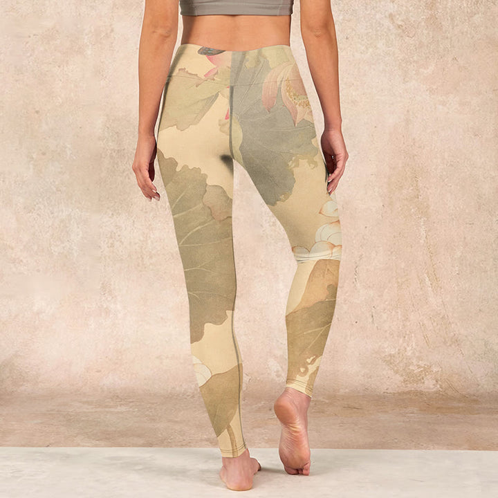 Buddha Stones Lotus Flowers Leaves Print Gym Leggings Women's Yoga Pants - image 14