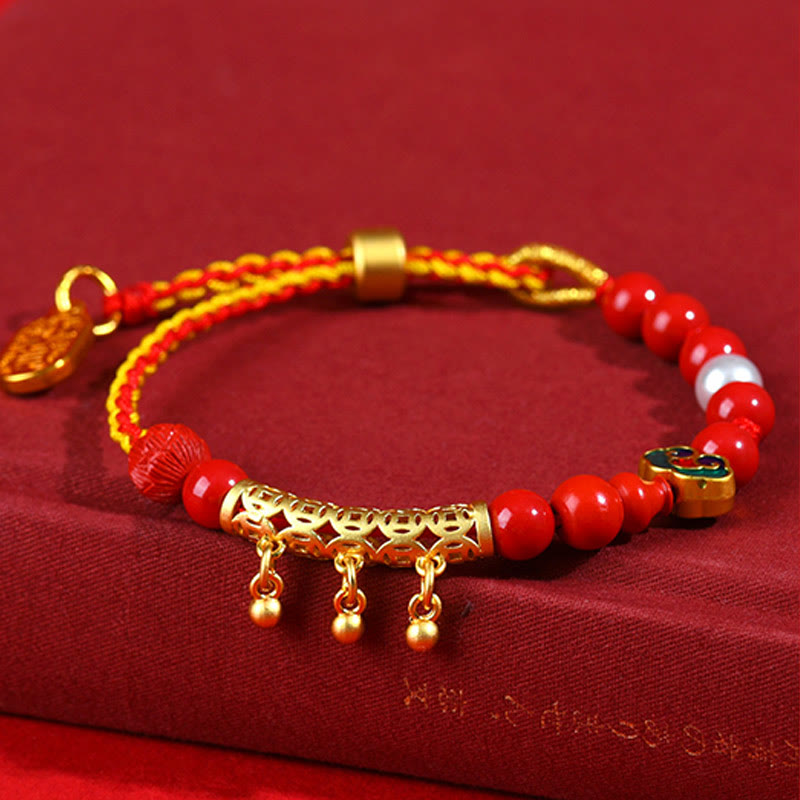 Buddha Stones Cinnabar Red String Bell Ruyi Brand Calm Bracelet - Cinnabar Red String (Wrist Circumference: 13-16cm) - image 0