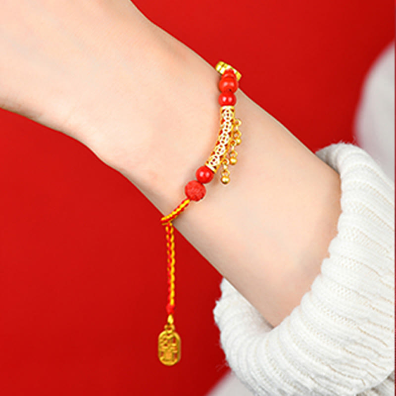Buddha Stones Cinnabar Red String Bell Ruyi Brand Calm Bracelet - image 9