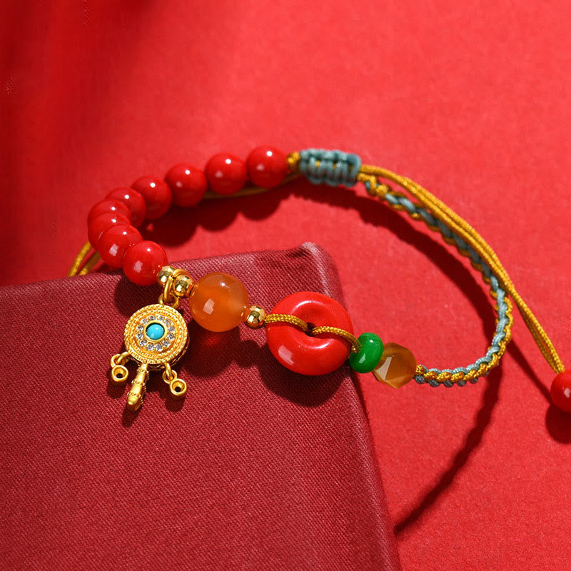 Buddha Stones Cinnabar String Peace Buckle Blessing Bracelet - image 10