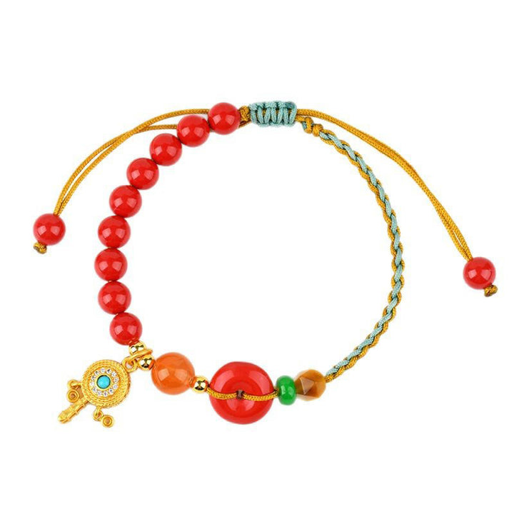 Buddha Stones Cinnabar String Peace Buckle Blessing Bracelet - image 9