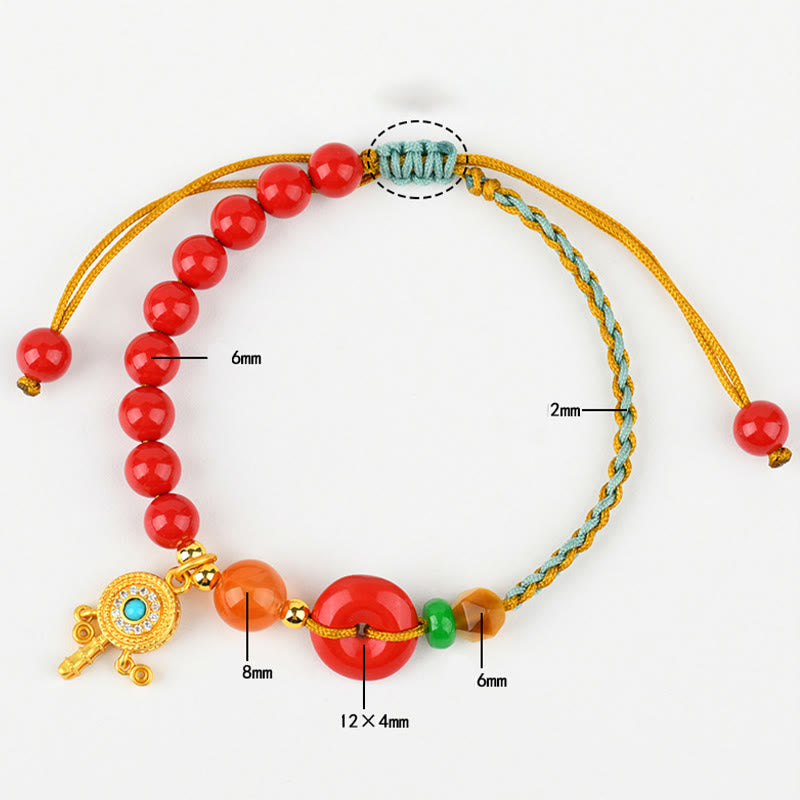 Buddha Stones Cinnabar String Peace Buckle Blessing Bracelet - image 8