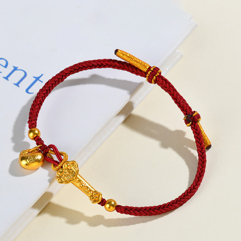 Buddha Stones Red String Fu Character Ingot Ruyi Stick Luck Braided Bracelet - image 9
