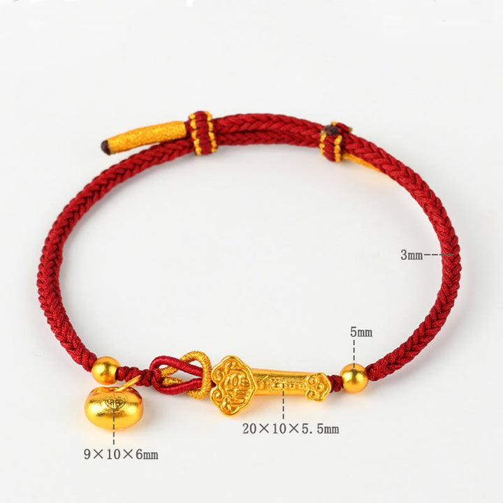 Buddha Stones Red String Fu Character Ingot Ruyi Stick Luck Braided Bracelet - image 8