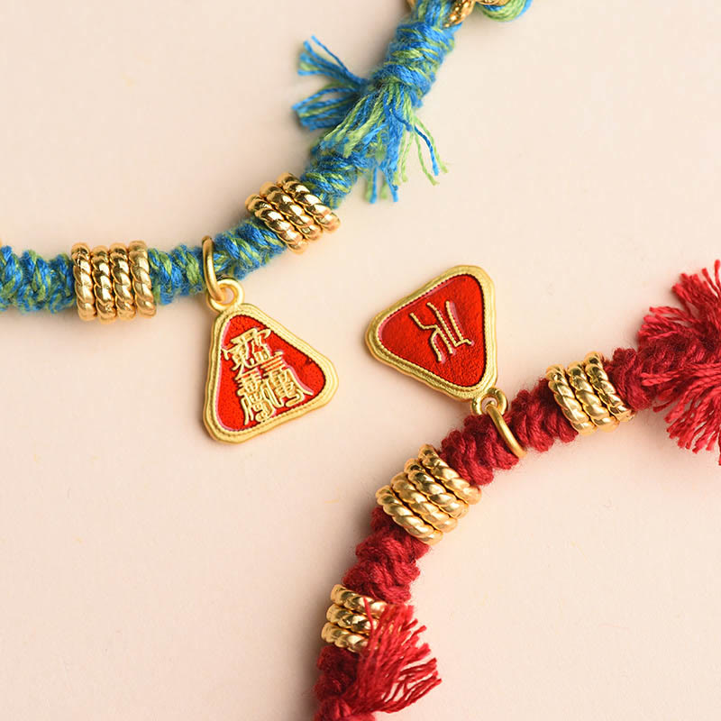 Buddha Stones Tibetan String Zakiram Goddess Of Wealth Flower Tassel Protection Bracelet - image 13