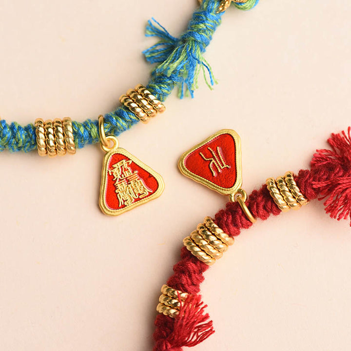 Buddha Stones Tibetan String Zakiram Goddess Of Wealth Flower Tassel Protection Bracelet - image 13