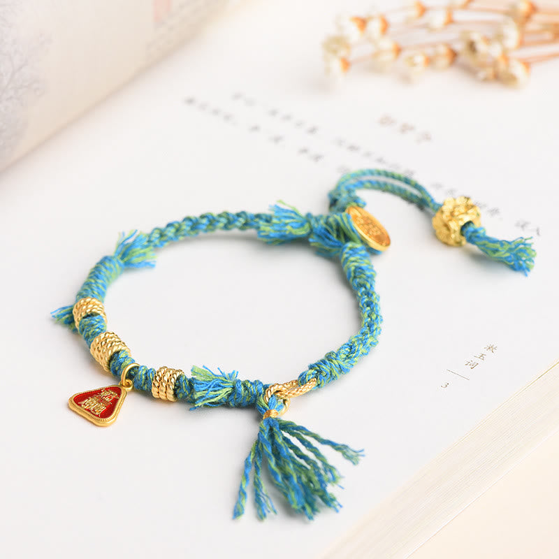 Buddha Stones Tibetan String Zakiram Goddess Of Wealth Flower Tassel Protection Bracelet - image 10