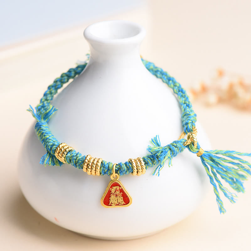 Buddha Stones Tibetan String Zakiram Goddess Of Wealth Flower Tassel Protection Bracelet - image 11