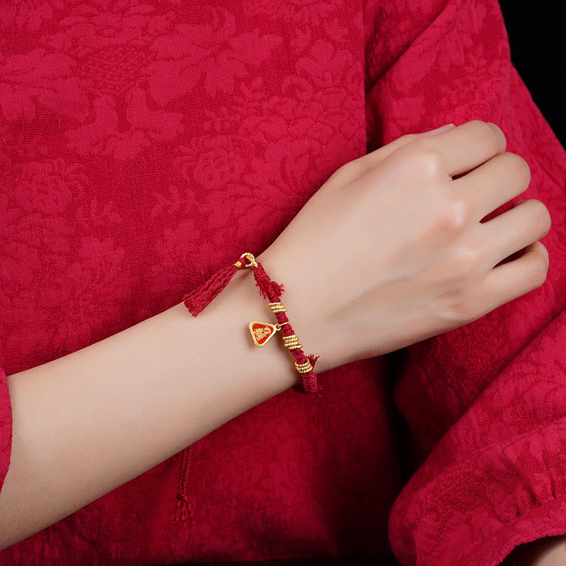 Buddha Stones Tibetan String Zakiram Goddess Of Wealth Flower Tassel Protection Bracelet - image 3