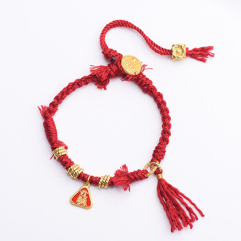 Buddha Stones Tibetan String Zakiram Goddess Of Wealth Flower Tassel Protection Bracelet - image 7