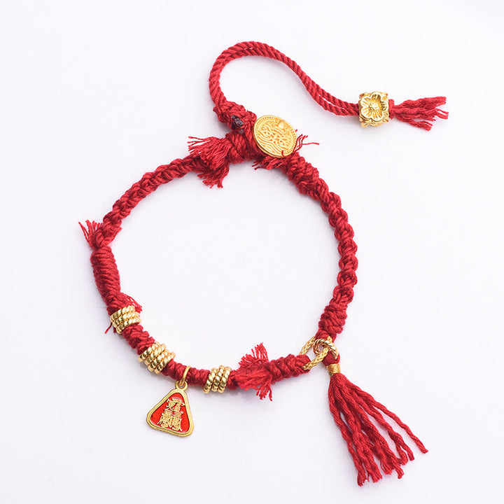Buddha Stones Tibetan String Zakiram Goddess Of Wealth Flower Tassel Protection Bracelet - image 7