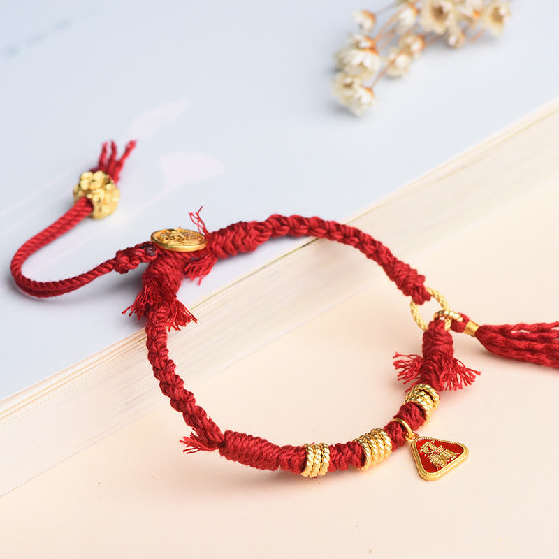 Buddha Stones Tibetan String Zakiram Goddess Of Wealth Flower Tassel Protection Bracelet - image 2