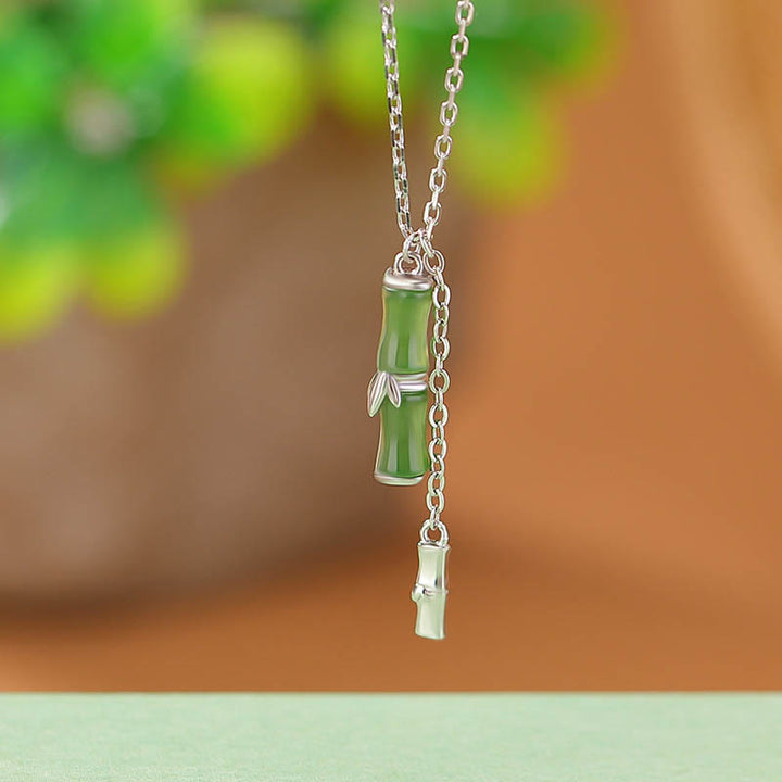 Buddha Stones Hetian Jade 925 Sterling Silver Bamboo Abundance Necklace Pendant - Hetian Jade 925 Sterling Silver - image 7