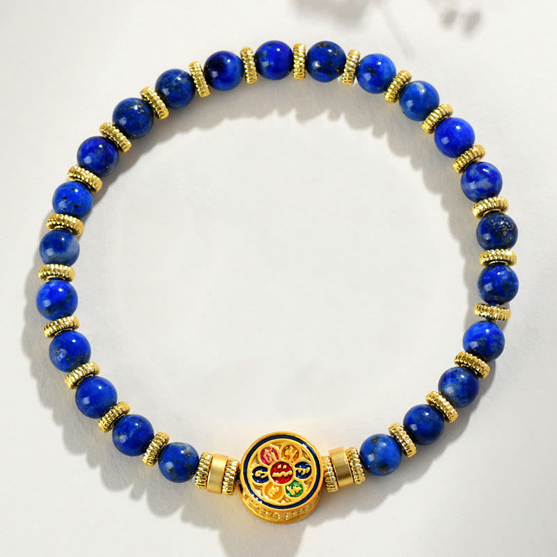 Buddha Stones Natural Lazurite Om Mani Padme Hum Bead Balance Bracelet - image 2