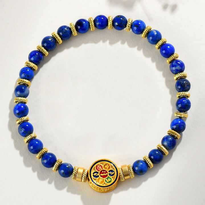 Buddha Stones Natural Lazurite Om Mani Padme Hum Bead Balance Bracelet - image 2