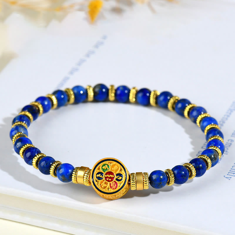 Buddha Stones Natural Lazurite Om Mani Padme Hum Bead Balance Bracelet - Lazurite (Wrist Circumference: 14-16cm) - image 0