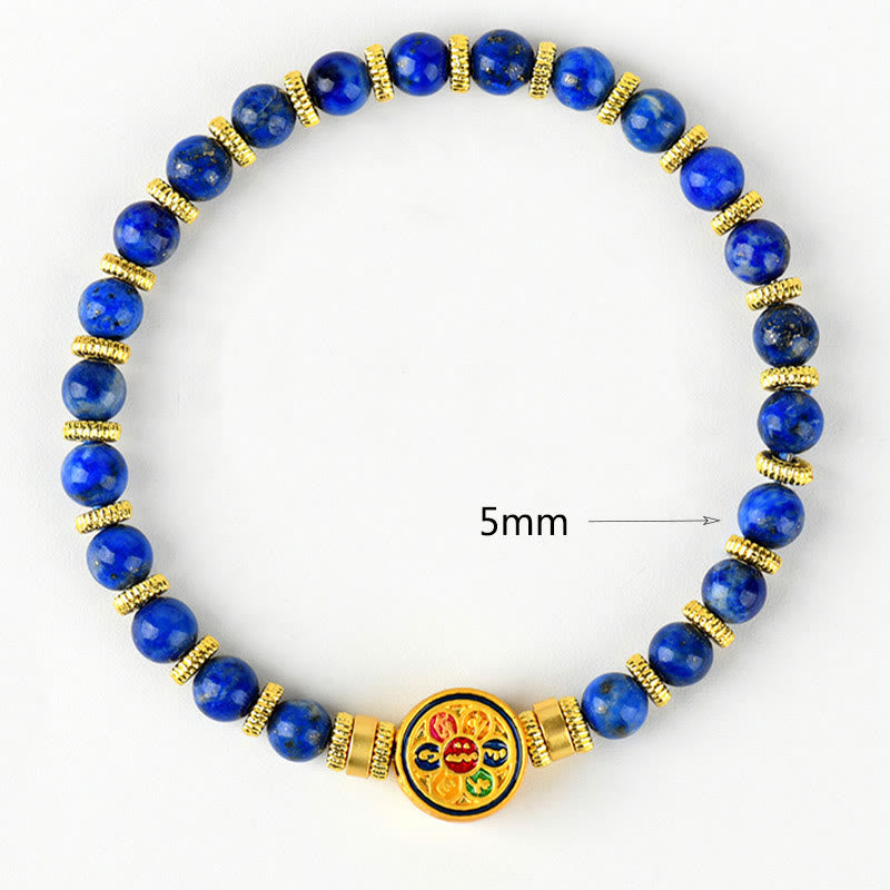 Buddha Stones Natural Lazurite Om Mani Padme Hum Bead Balance Bracelet - image 7