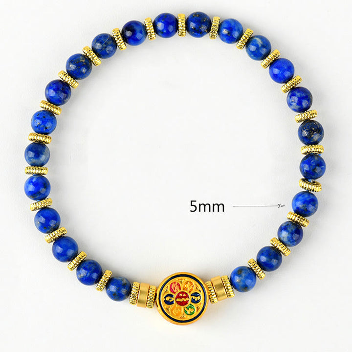 Buddha Stones Natural Lazurite Om Mani Padme Hum Bead Balance Bracelet - image 7