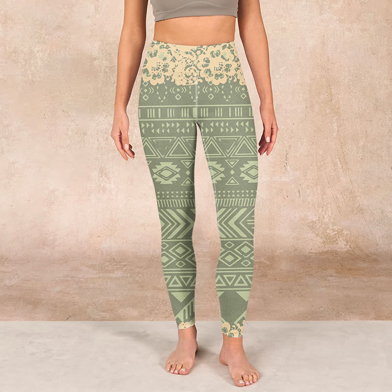 Buddha Stones Flowers Geometric Shapes Gym Leggings Women's Yoga Pants - image 1