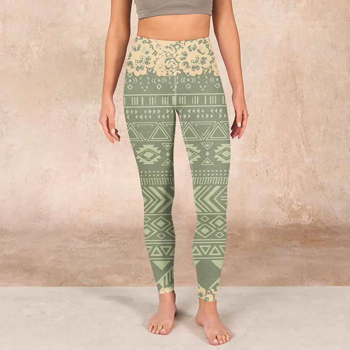 Buddha Stones Flowers Geometric Shapes Gym Leggings Women's Yoga Pants - image 1