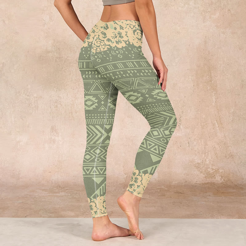 Buddha Stones Flowers Geometric Shapes Gym Leggings Women's Yoga Pants - image 2