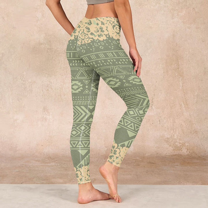 Buddha Stones Flowers Geometric Shapes Gym Leggings Women's Yoga Pants - image 2