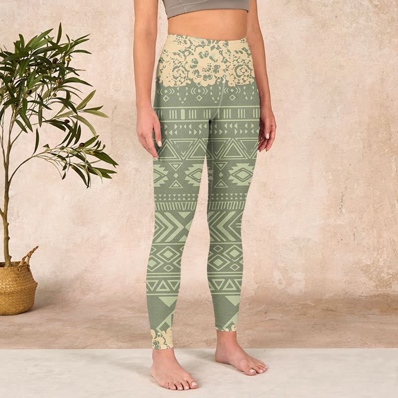 Buddha Stones Flowers Geometric Shapes Gym Leggings Women's Yoga Pants - image 3