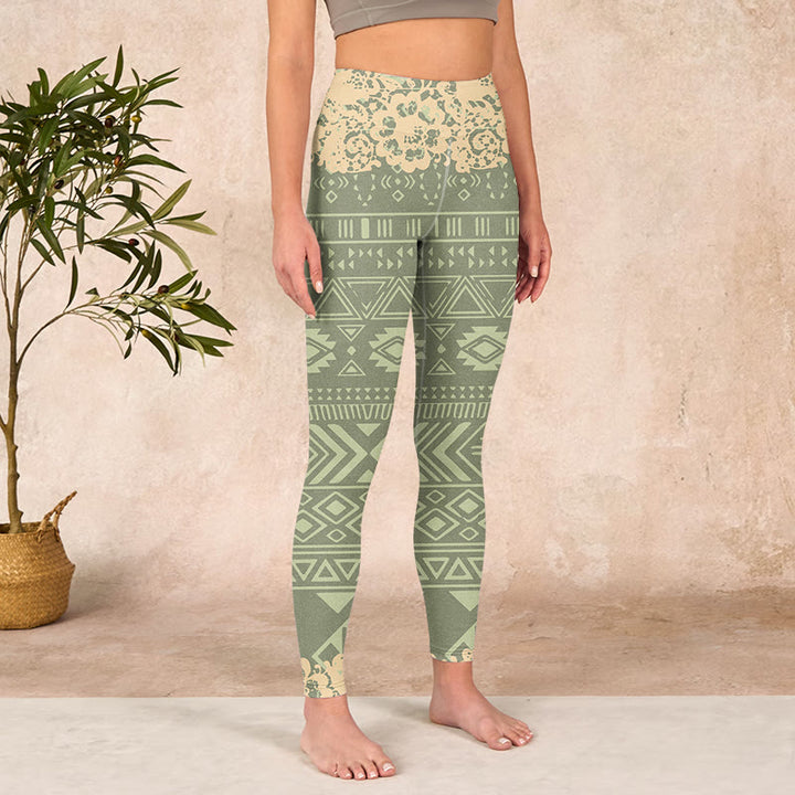 Buddha Stones Flowers Geometric Shapes Gym Leggings Women's Yoga Pants - image 3