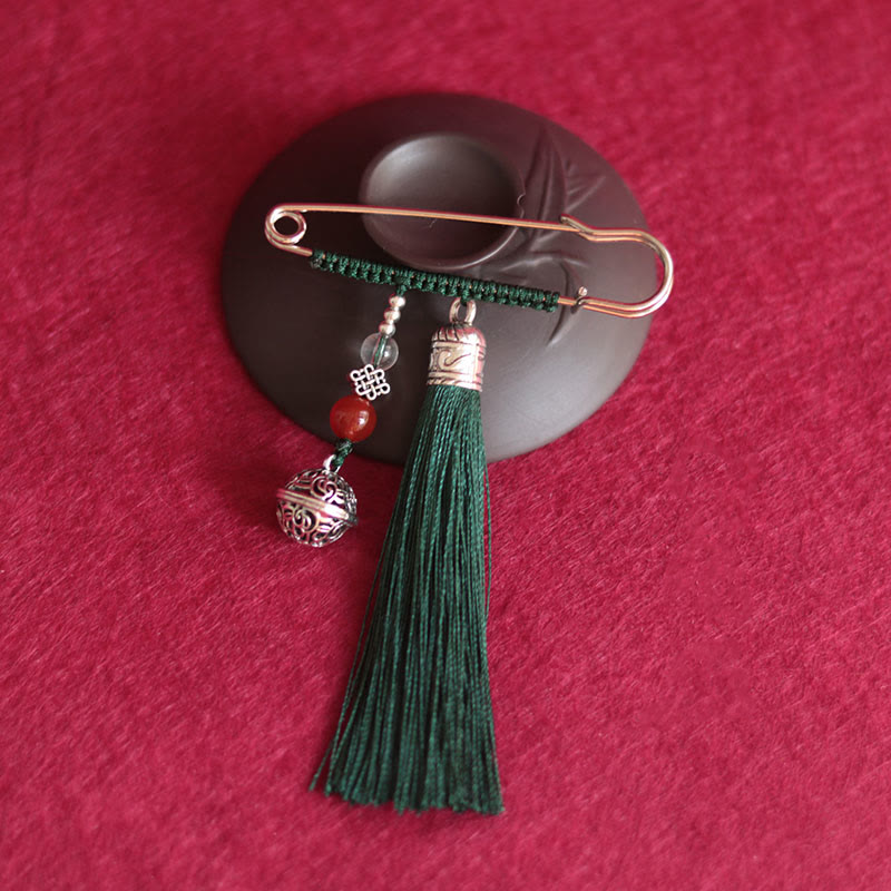 Buddha Stones Retro Bell Tassels Brooch - image 1