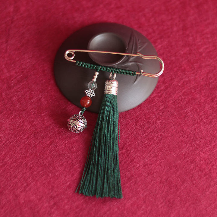 Buddha Stones Retro Bell Tassels Brooch - image 1