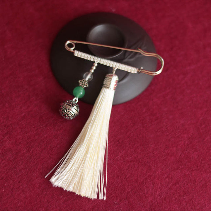 Buddha Stones Retro Bell Tassels Brooch - Beige - image 10