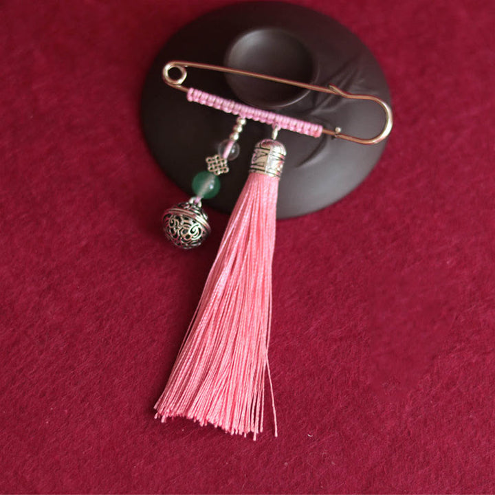 Buddha Stones Retro Bell Tassels Brooch - Pink - image 9